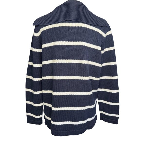 Lauren Ralph Lauren Navy White Striped Knit Sweater Small Petite Crest Preppy - Picture 5 of 9